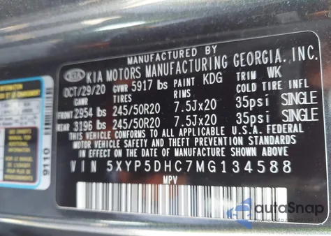 2021 Kia Telluride Sx from USA, damaged, VIN 5XYP5DHC7MG134588